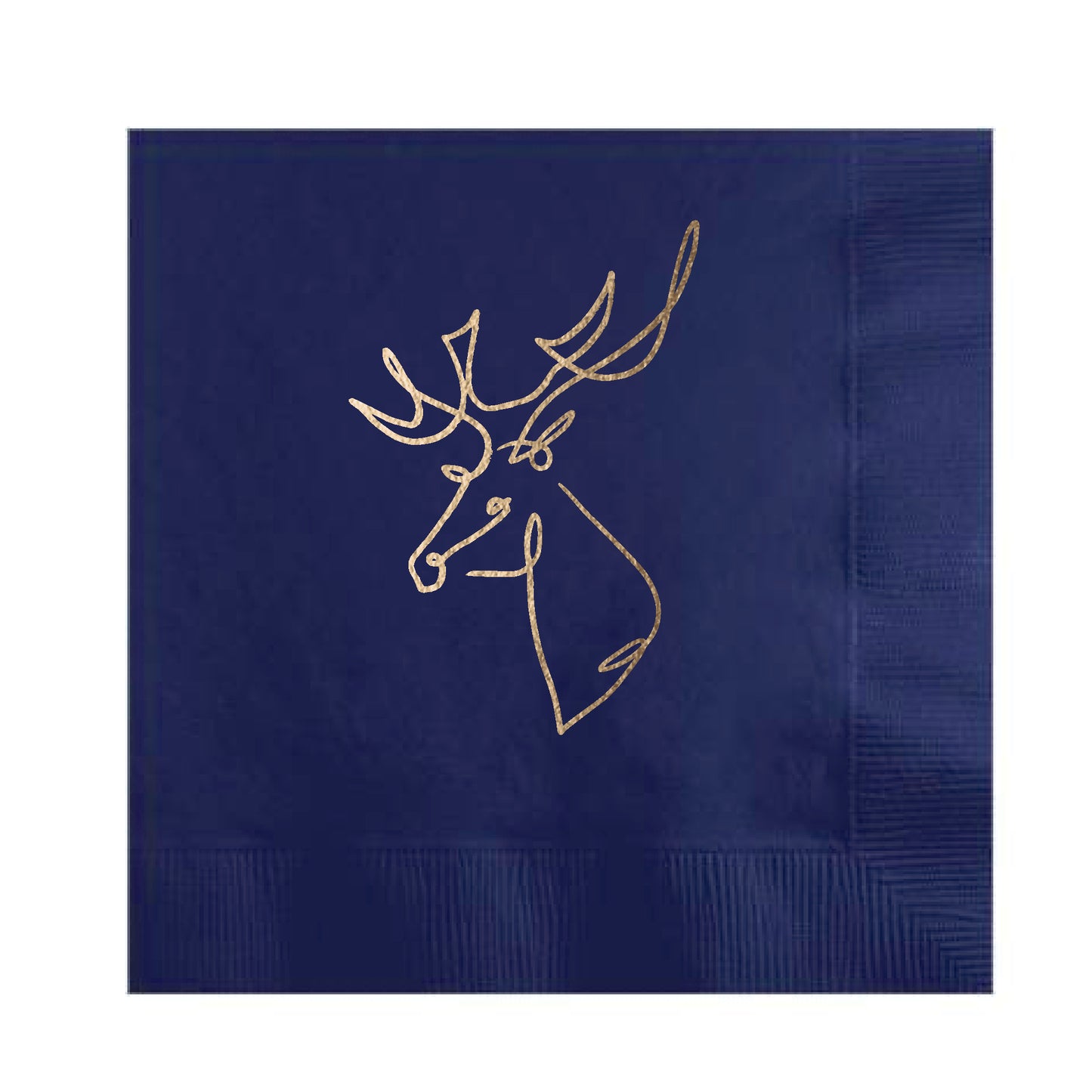 Modern Deer – Cocktail Napkins (Navy with Gold Foil)