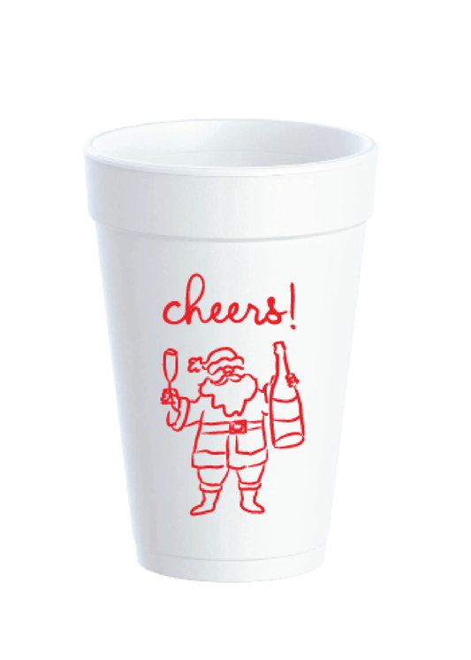Santa Cheers – Holiday Styrofoam Cups (20 oz)
