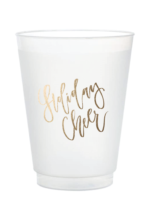 Holiday Cheer – Frost Flex Cups (16 oz, Gold Foil)